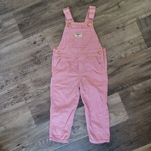 Osh Kosh B’gosh Overalls Girls 2T Pink Gold Corduroy Denim Overalls Pockets